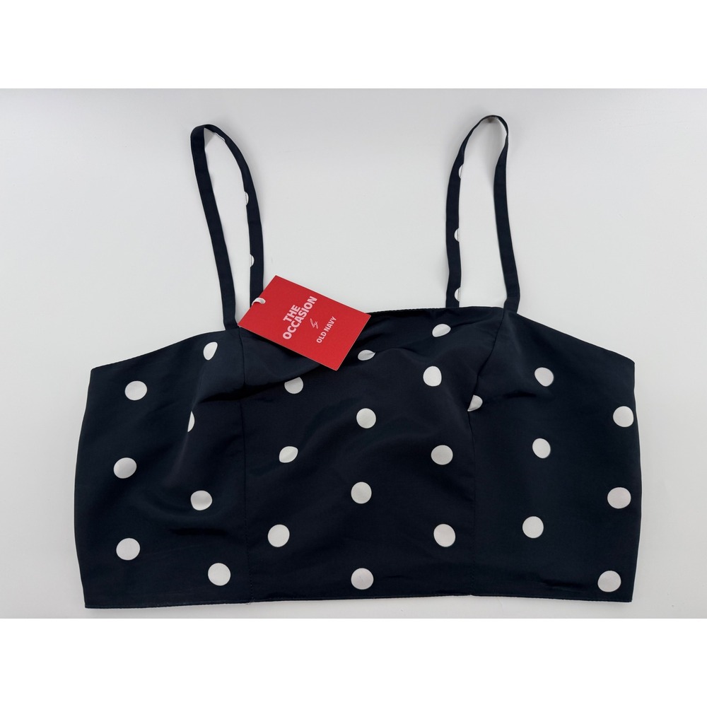 Old Navy The Occasion Polka Dot Crop Top Cami Navy Blue White Largeโ NWT